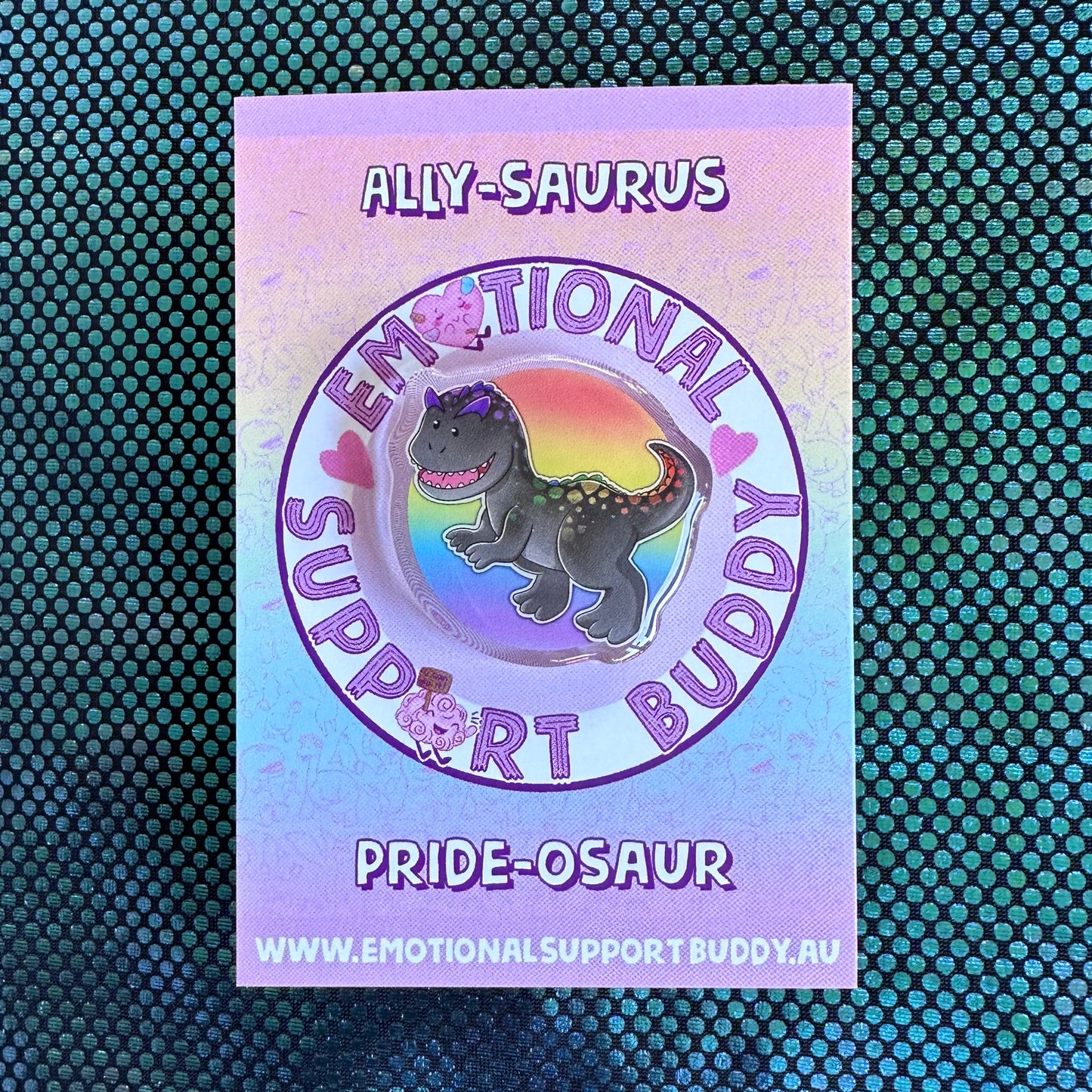 ALLOSAURUS Ally Acrylic Pin- PRIDE-OSAUR Ally-saurus