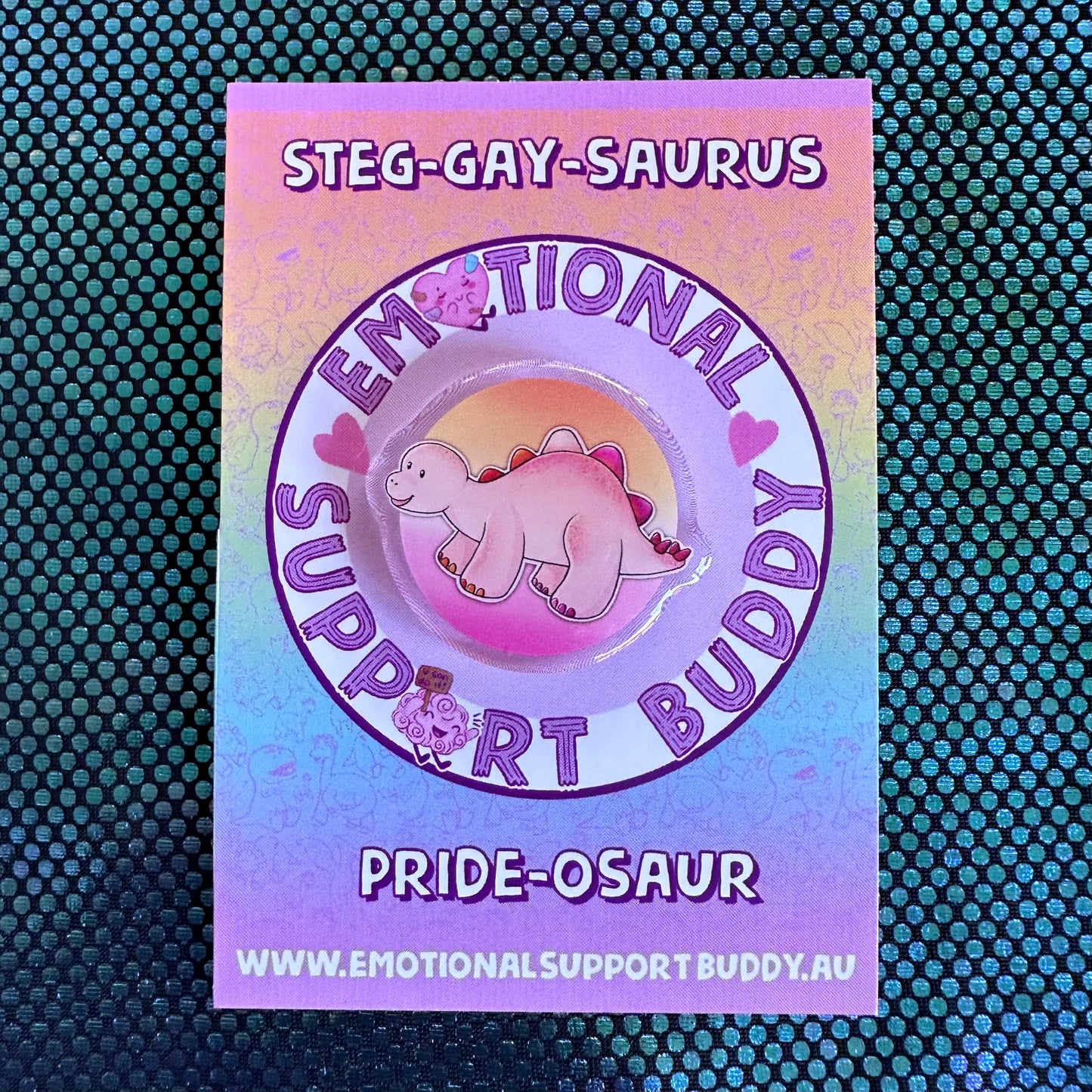 STEGOSAURUS Lesbian Pride Acrylic Pin- PRIDE-OSAUR Steg-GAY-saurus