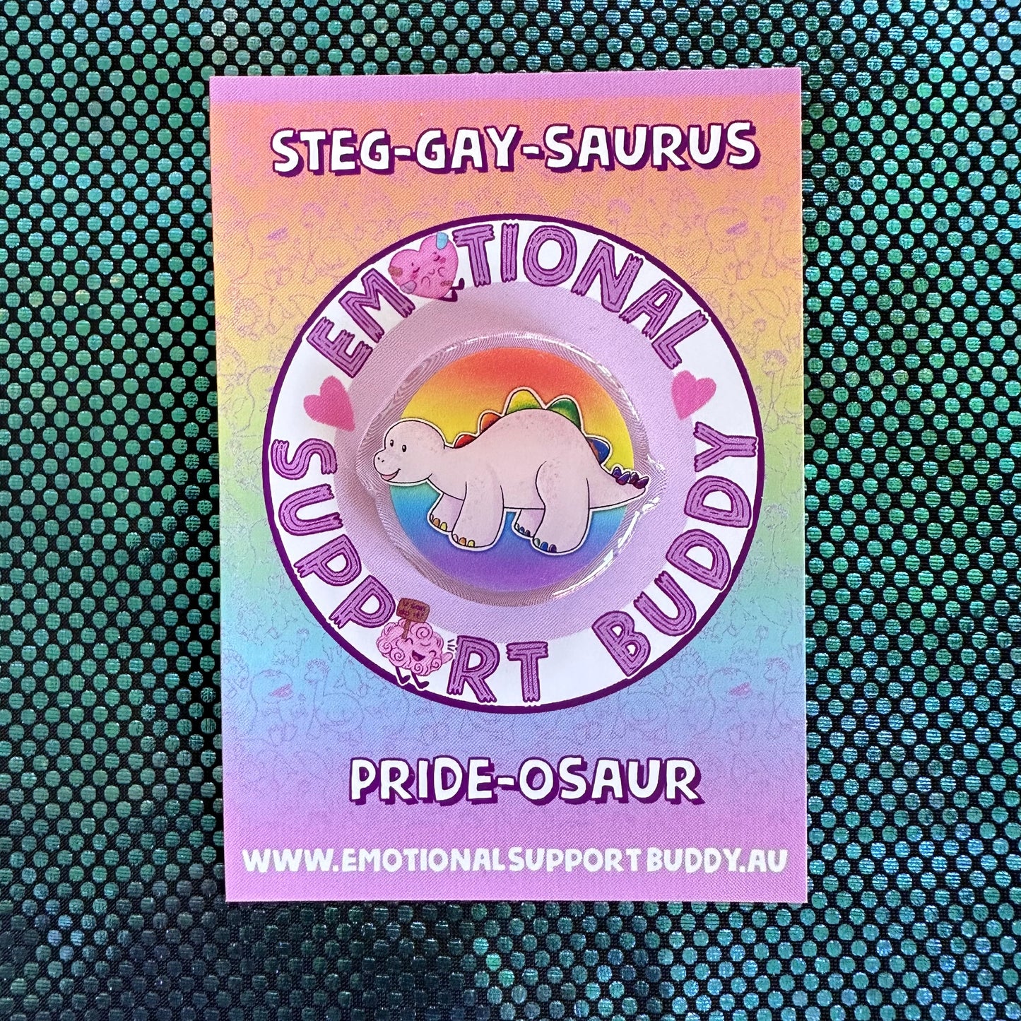 STEGOSAURUS Queer Pride Acrylic Pin- PRIDE-OSAUR Steg-GAY-saurus