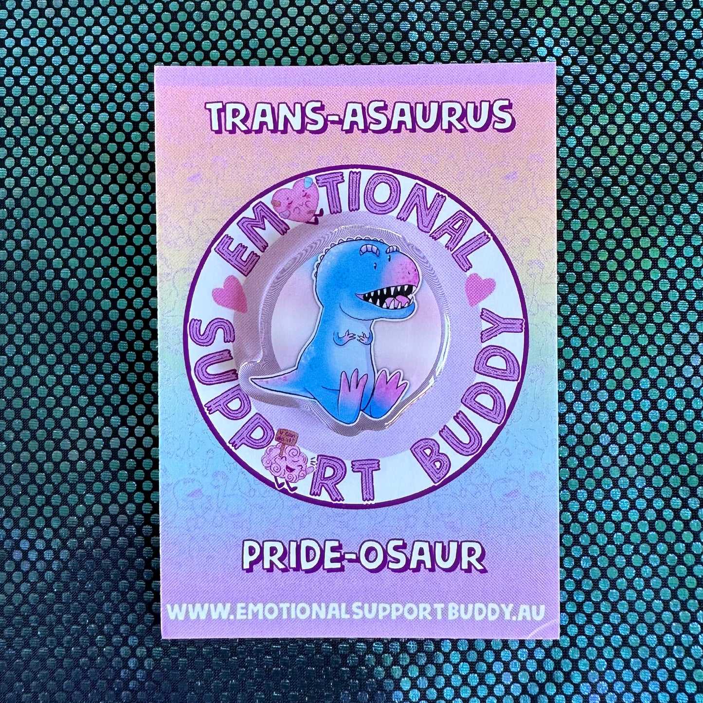 T-REX Trans Pride Acrylic Pin- PRIDE-OSAUR Trans-asaurus