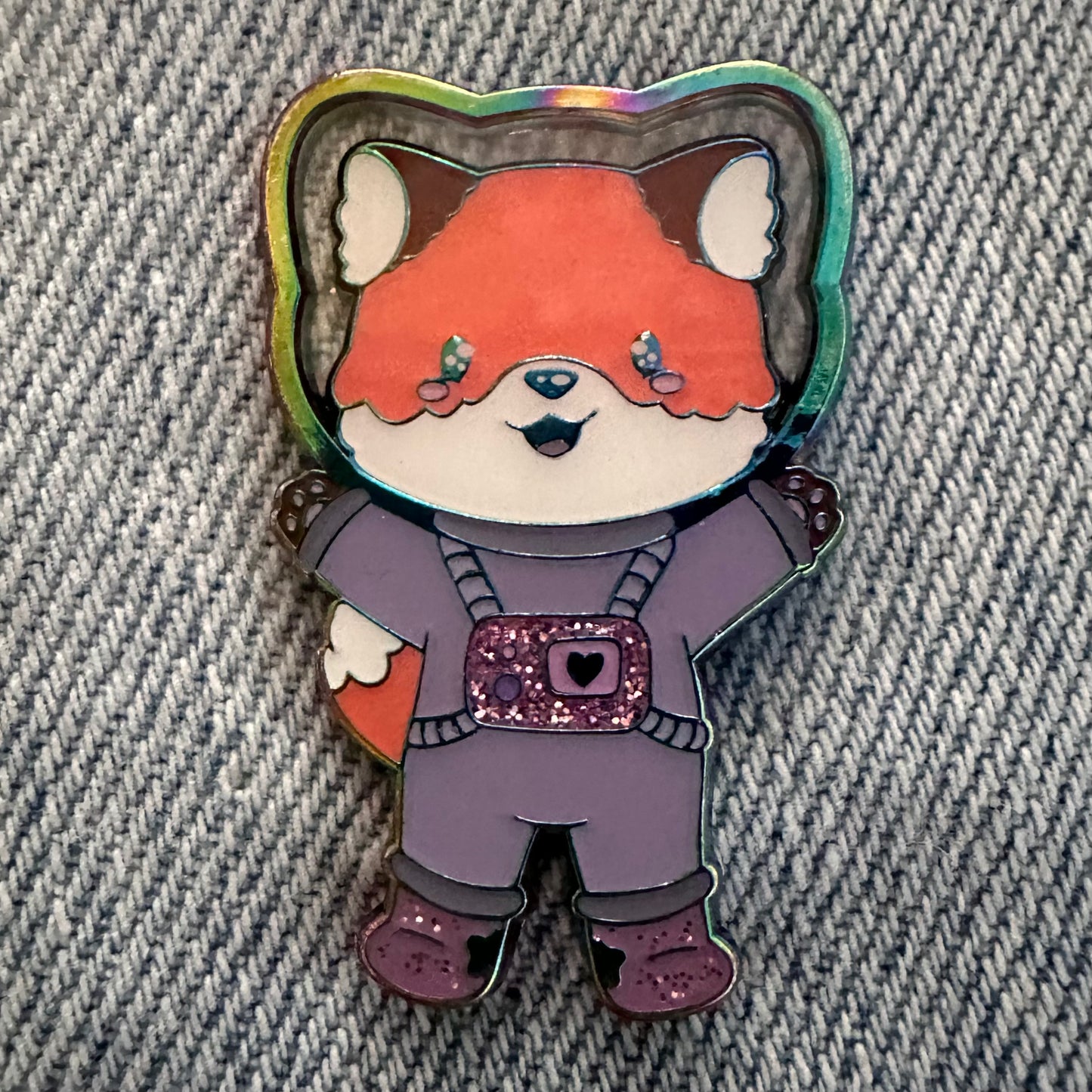 Space FOX enamel pin - Alotl Personal Space Buddy