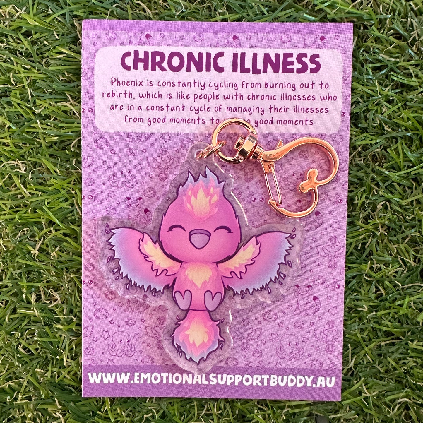 PHEONIX Keychain - Disability Pride Chronic Illness Pheonix