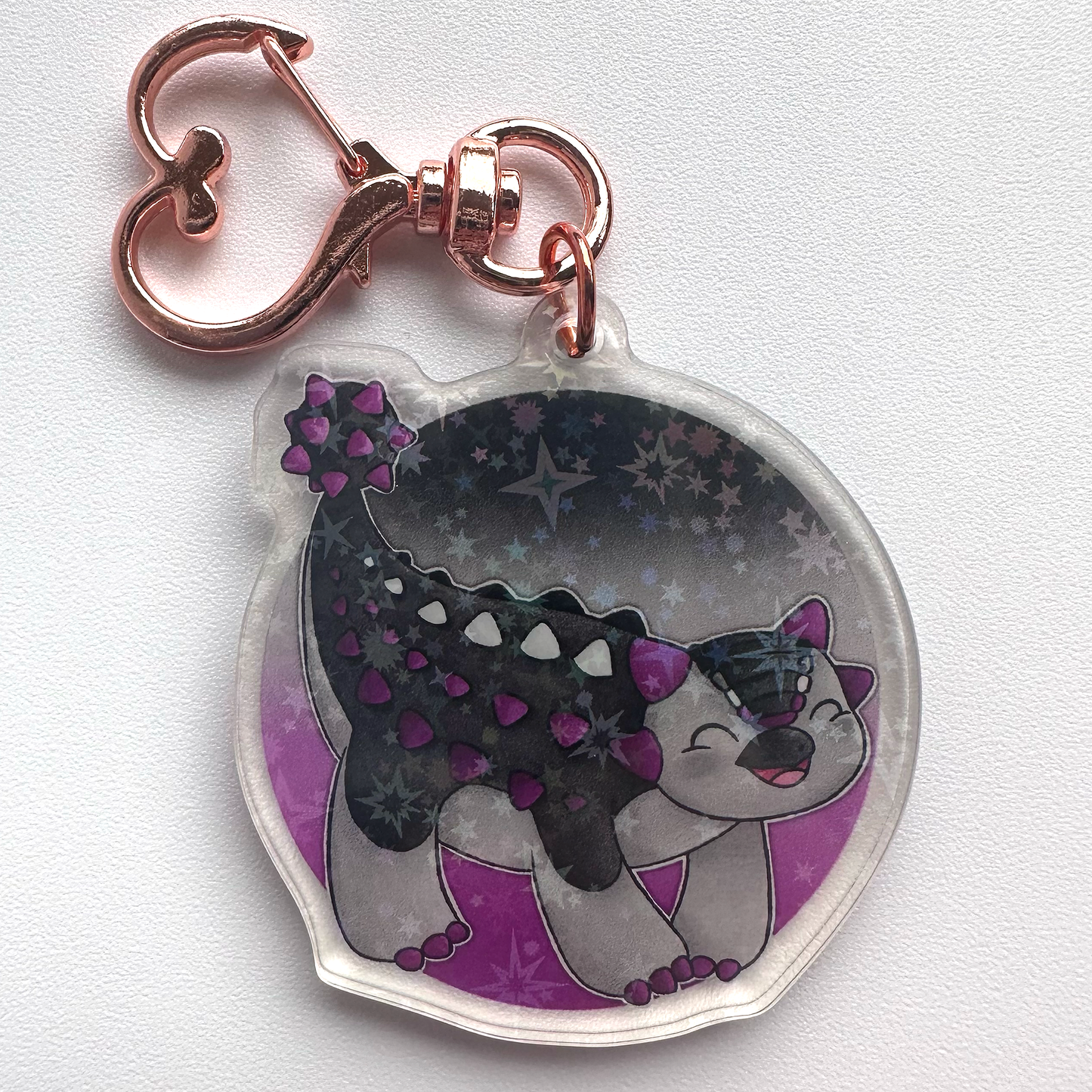 ANKYLOSAURUS Asexual Pride Keychain- PRIDE-OSAUR Ankyl-ACE-asaurus