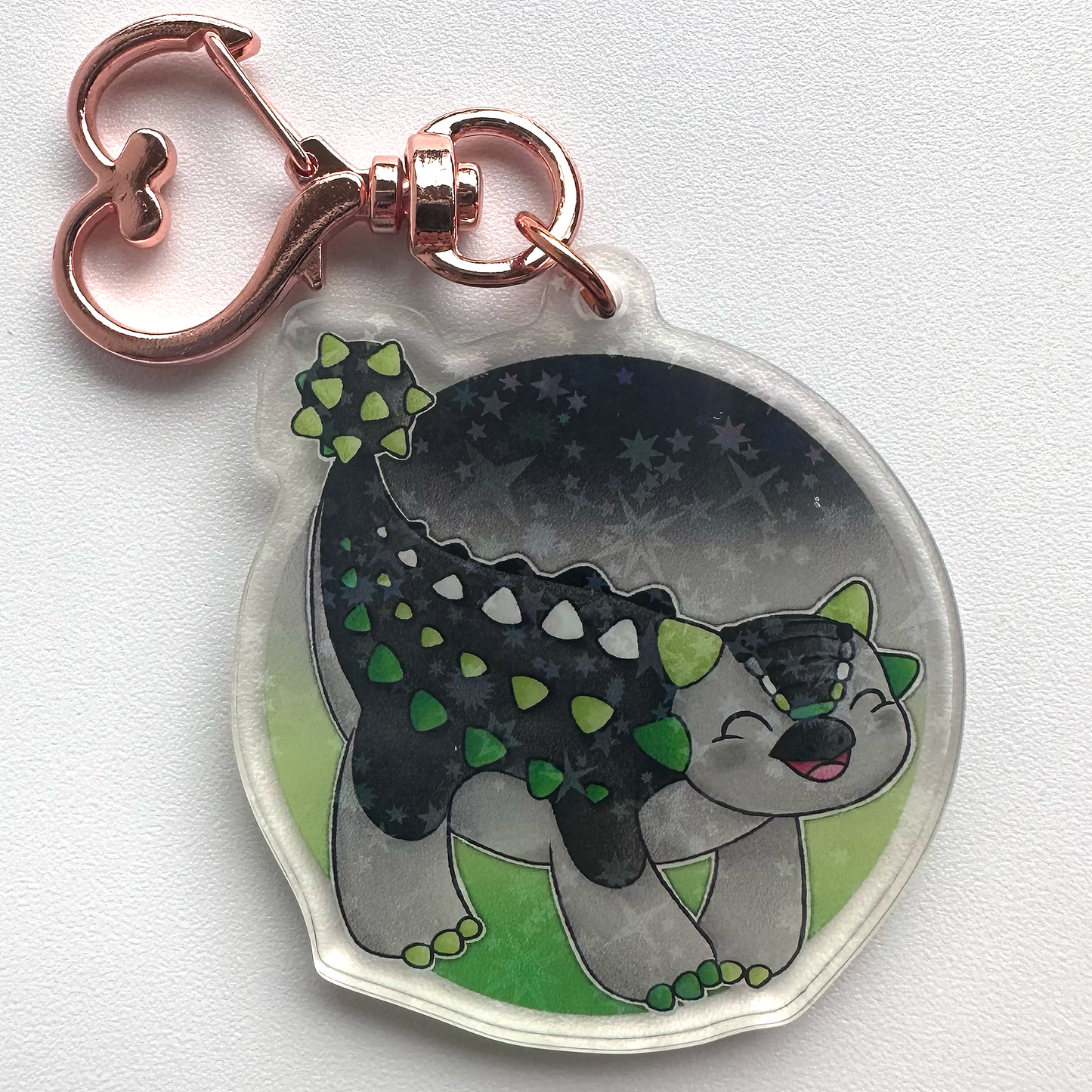 ANKYLOSAURUS Aromantic Pride Keychain- PRIDE-OSAUR Ankyl-ACE-asaurus