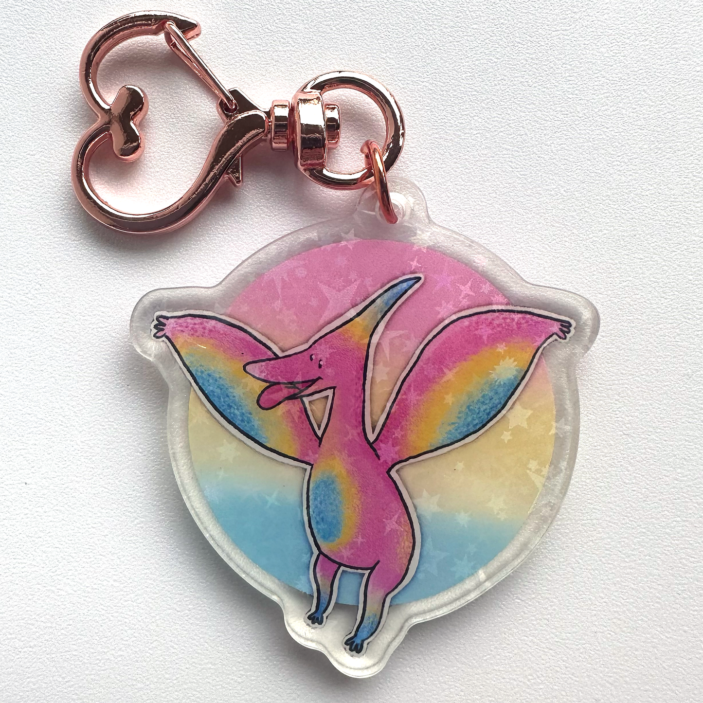 PTERODACTYL Pansexual Pride Keychain- PRIDE-OSAUR Pan-teradactyl