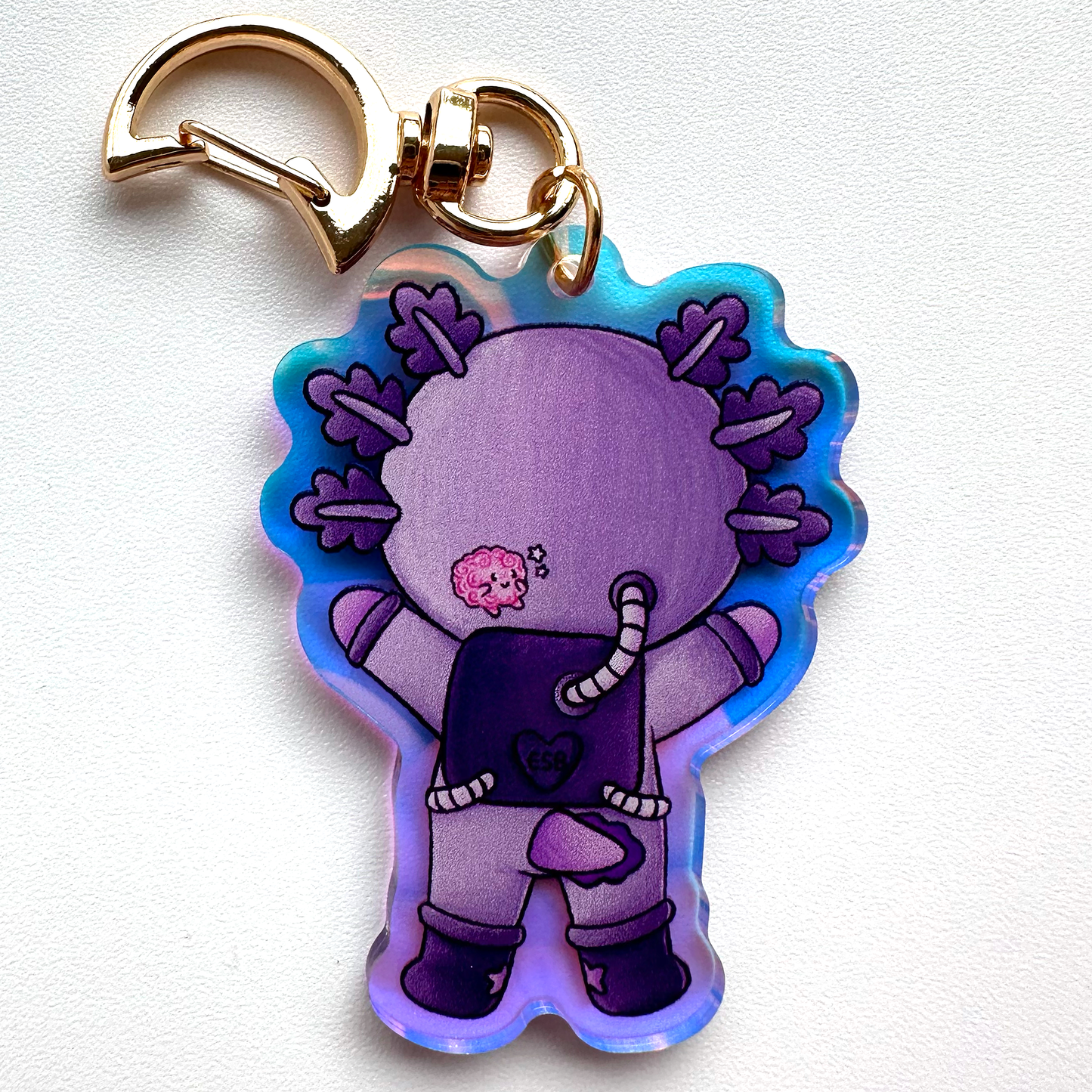 Space AXOLOTL keychain- Alotl Personal Space Buddy