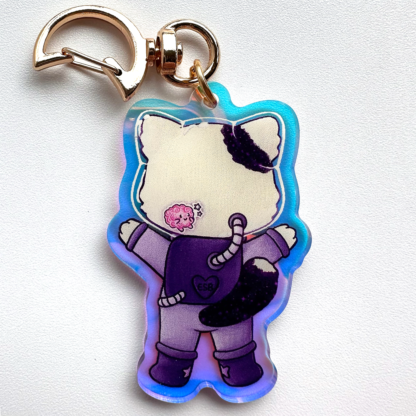 Space KITTY keychain- Alotl Personal Space Buddy
