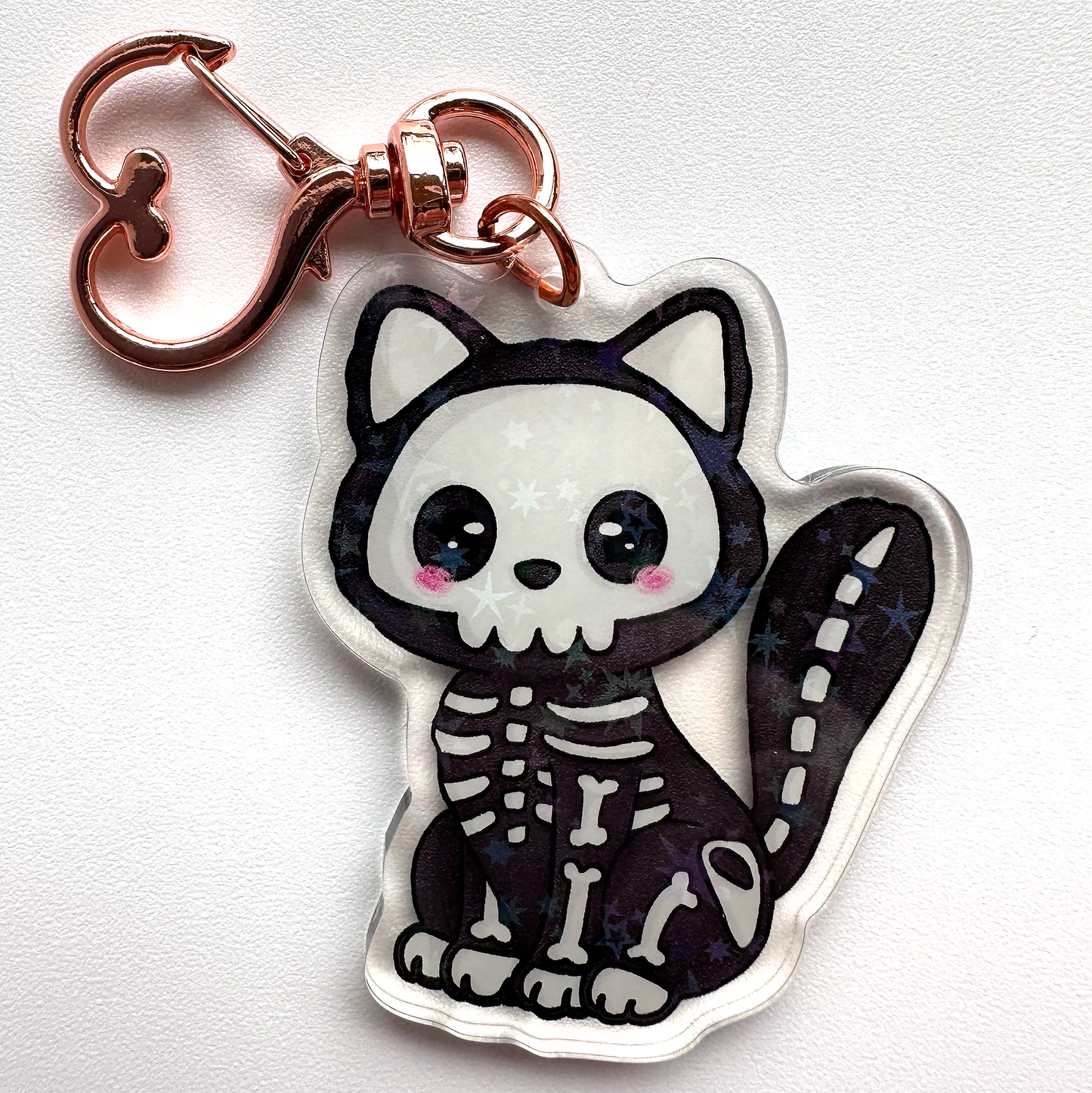 Skeleton KITTY- Spooky Buddy Keychain