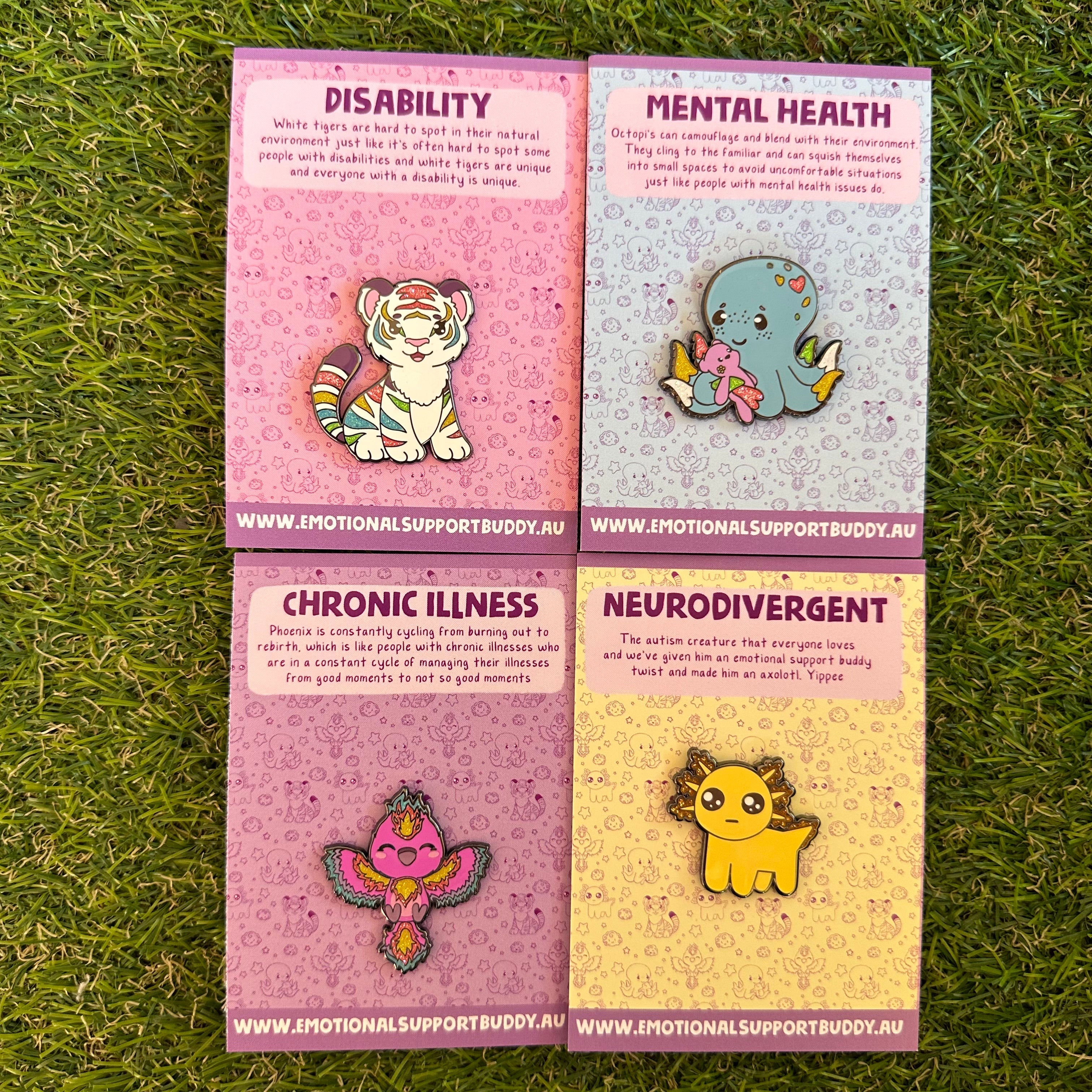 Disability Pride Enamel Pins – Emotional Support Buddy