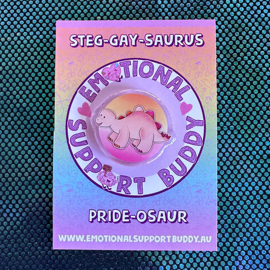 STEGOSAURUS Lesbian Pride Acrylic Pin- PRIDE-OSAUR Steg-GAY-saurus
