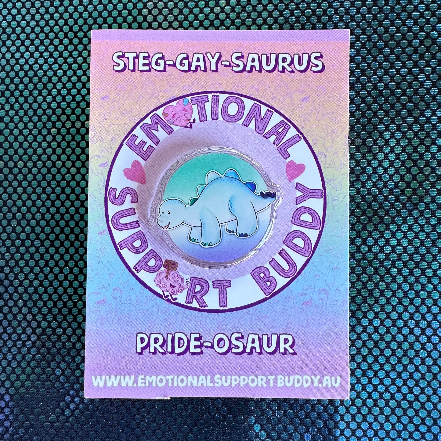 STEGOSAURUS Gay Pride Acrylic Pin- PRIDE-OSAUR Steg-GAY-saurus