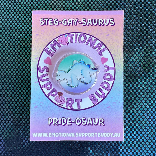 STEGOSAURUS Gay Pride Acrylic Pin- PRIDE-OSAUR Steg-GAY-saurus