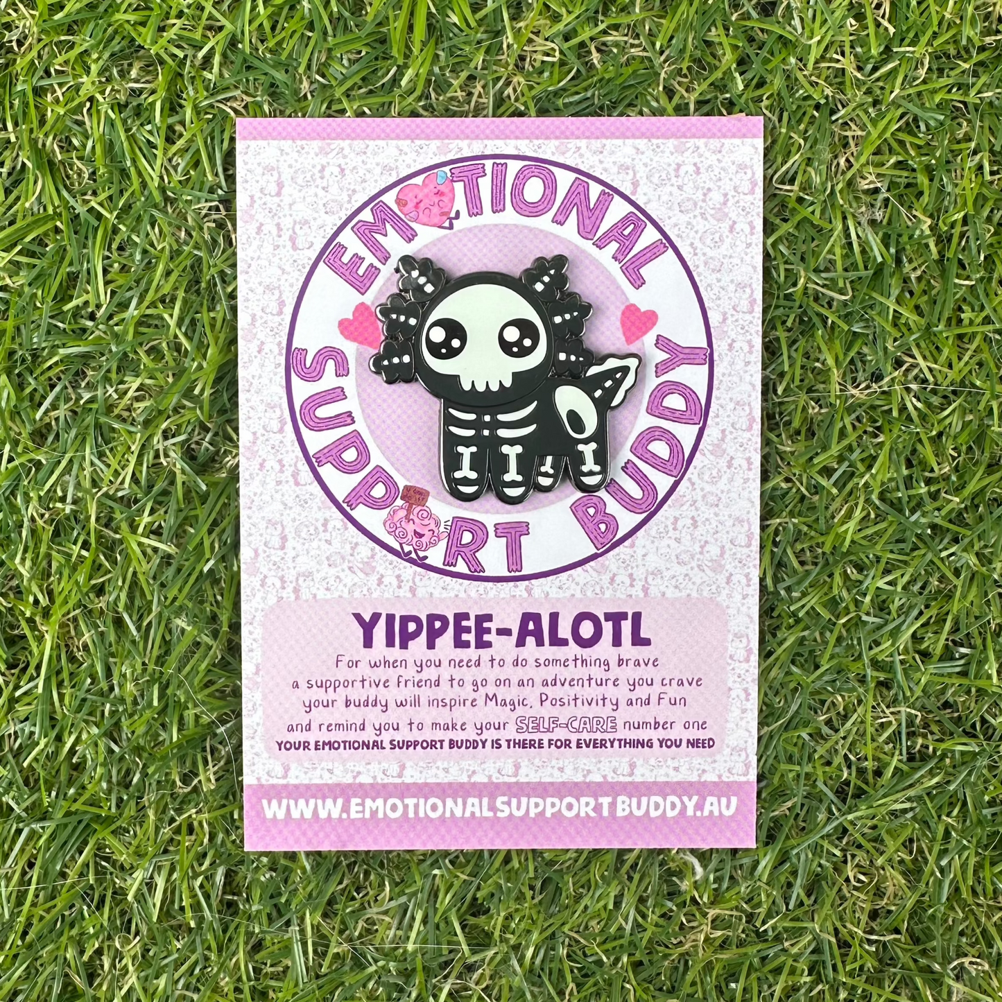 YIPPEE AXOLOTL - Glow In The Dark Enamel Pin - Disability Pride Neurodivergent Spooky YIPPEE Axolotl