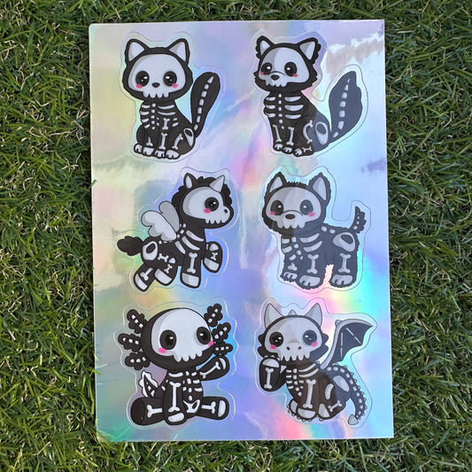 SKELETON ANIMAL STICKER SHEET - Spooky Buddy