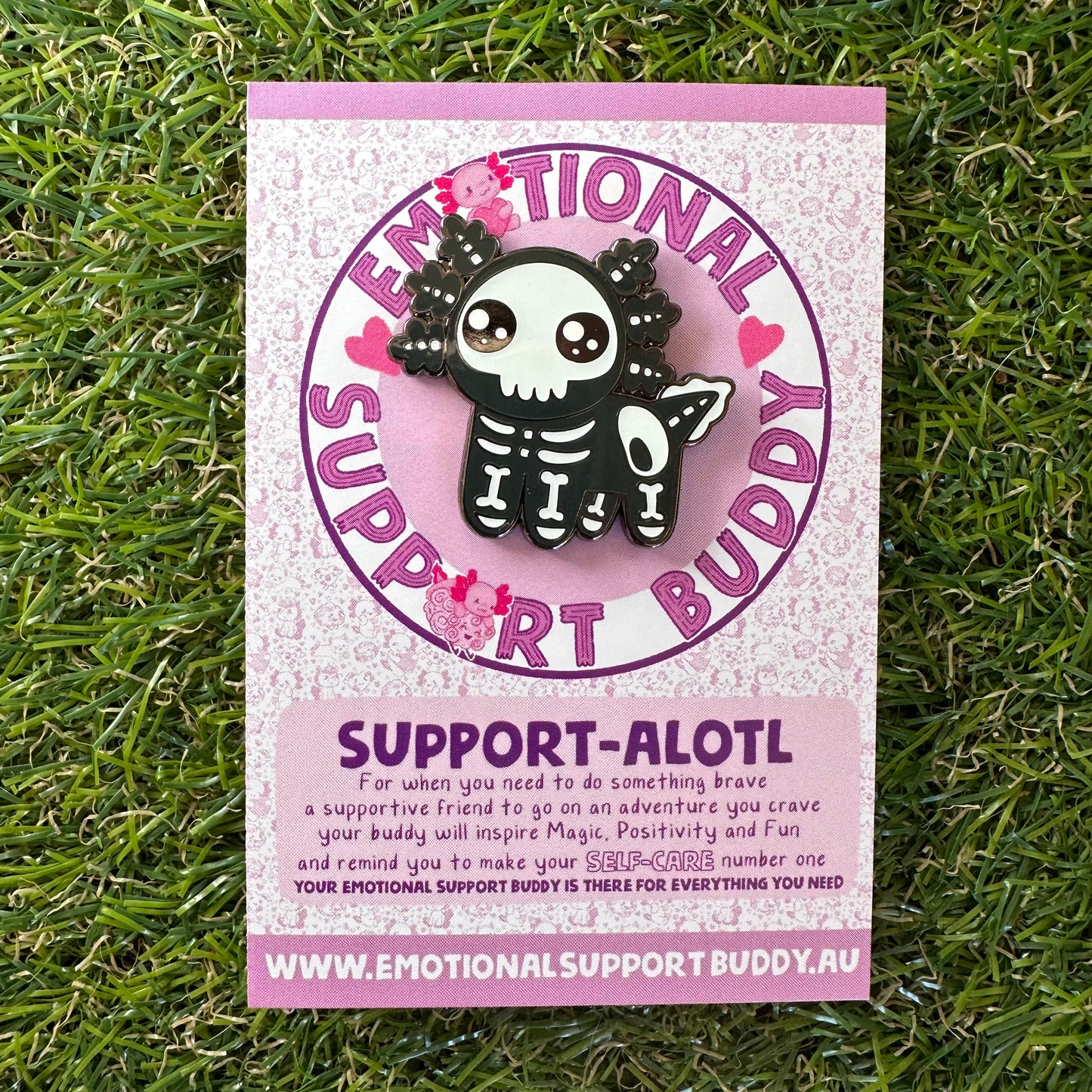 YIPPEE AXOLOTL - Glow In The Dark Enamel Pin - Disability Pride Neurodivergent Spooky YIPPEE Axolotl