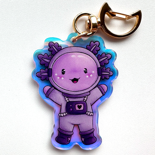 Space AXOLOTL keychain- Alotl Personal Space Buddy