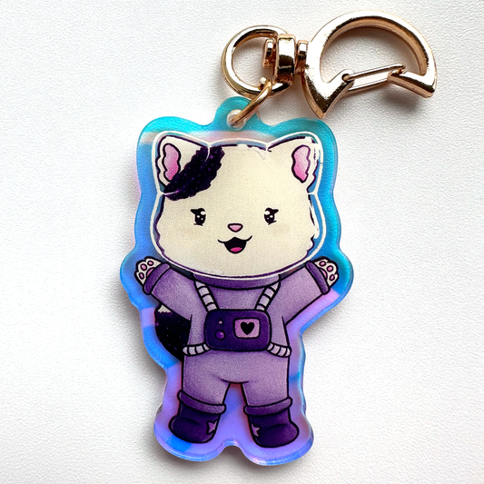 Space KITTY keychain- Alotl Personal Space Buddy
